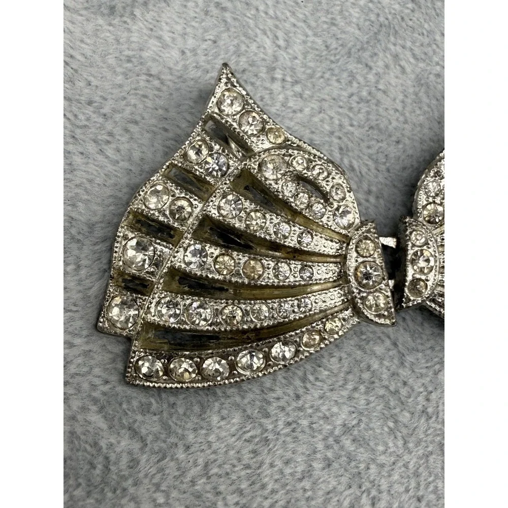 Vintage Rhinestone Buckle Lot Silver Tone‎ Signed READ
